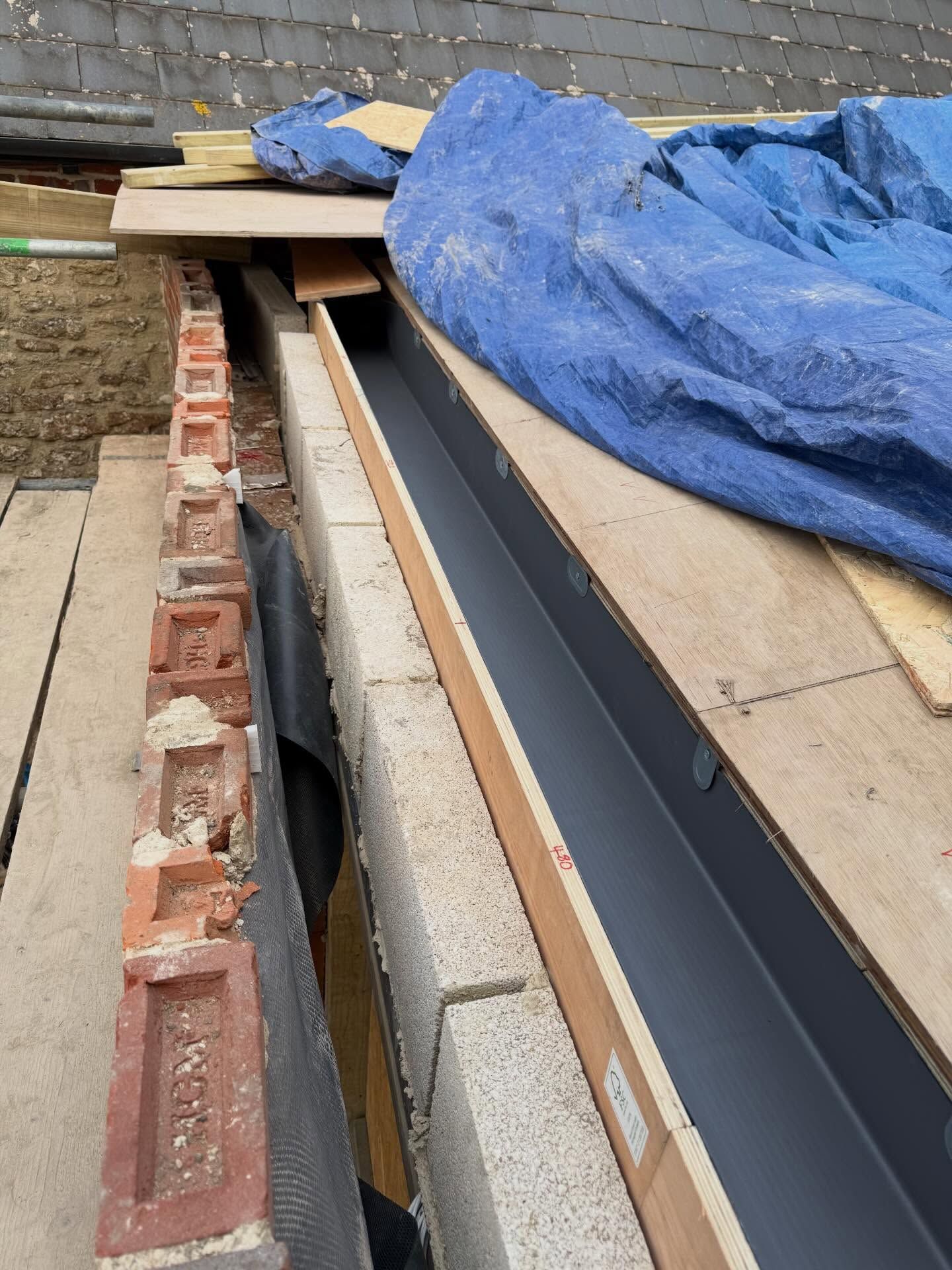 Flat roof leadwork in progress Cotswolds